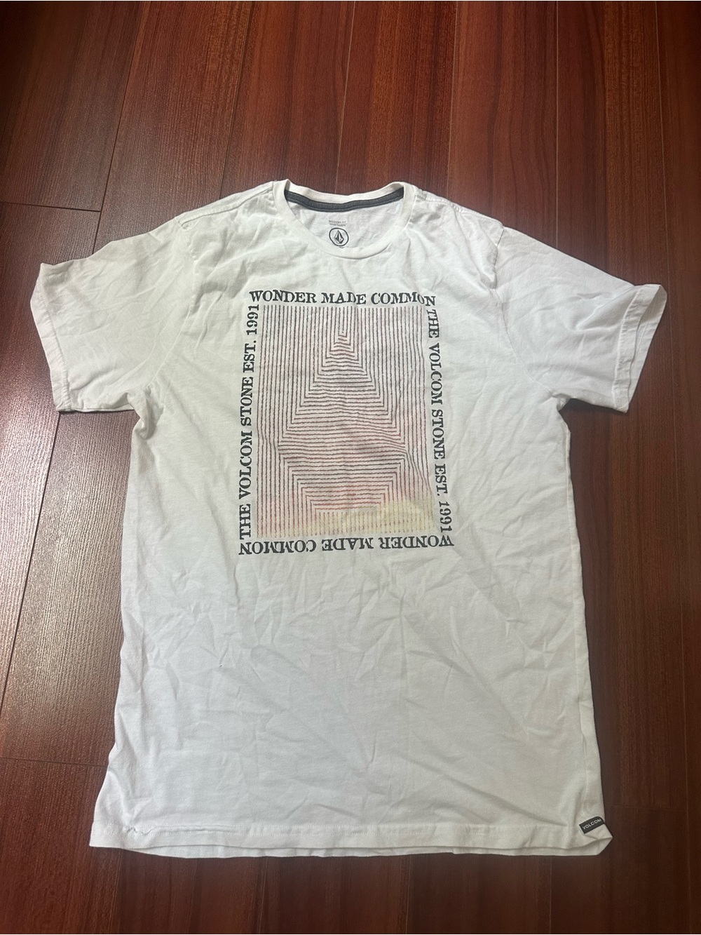Volcom White Short-Sleeve Tee with Geometric Graphic